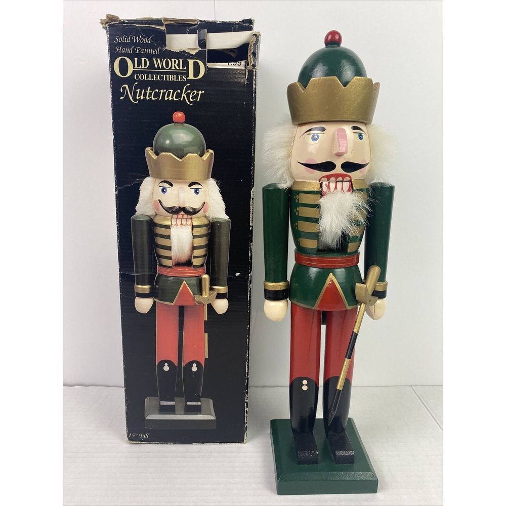15" Nutcracker w/Sword Old World‎ Collectibles Solid Wood Hand Painted Christmas